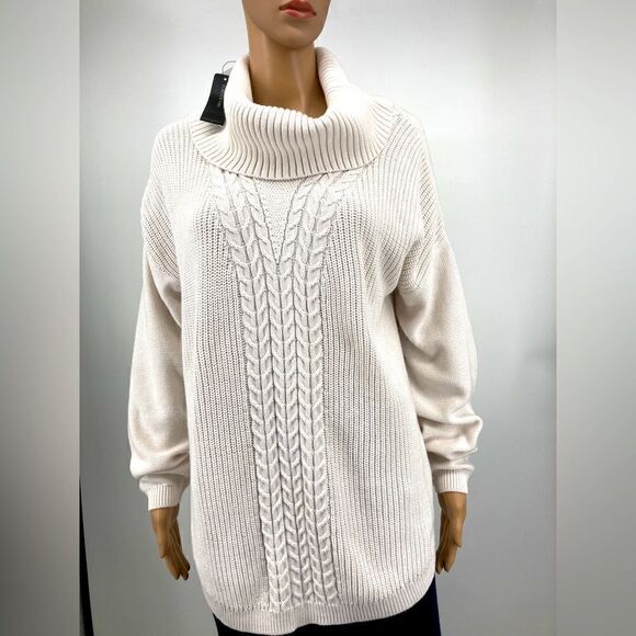 NWT Banana Republic Women’s Cable Knit White Sweater Size L - Picture 1 of 8